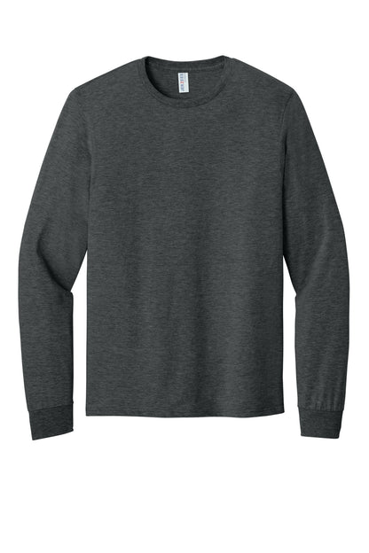 Front View of BlkHthr Jerzees Classics Unisex Cotton Long Sleeve T-Shirt 363L plain