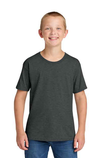 Front View of BlkHthr Jerzees Classics Youth Cotton T-Shirt 363Y plain