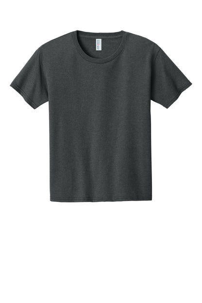 Front View of BlkHthr Jerzees Classics Youth Cotton T-Shirt 363Y plain