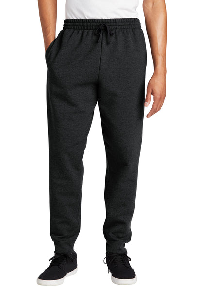 Front View of BlkHthr Jerzees NuBlend Fleece Jogger 975MP plain