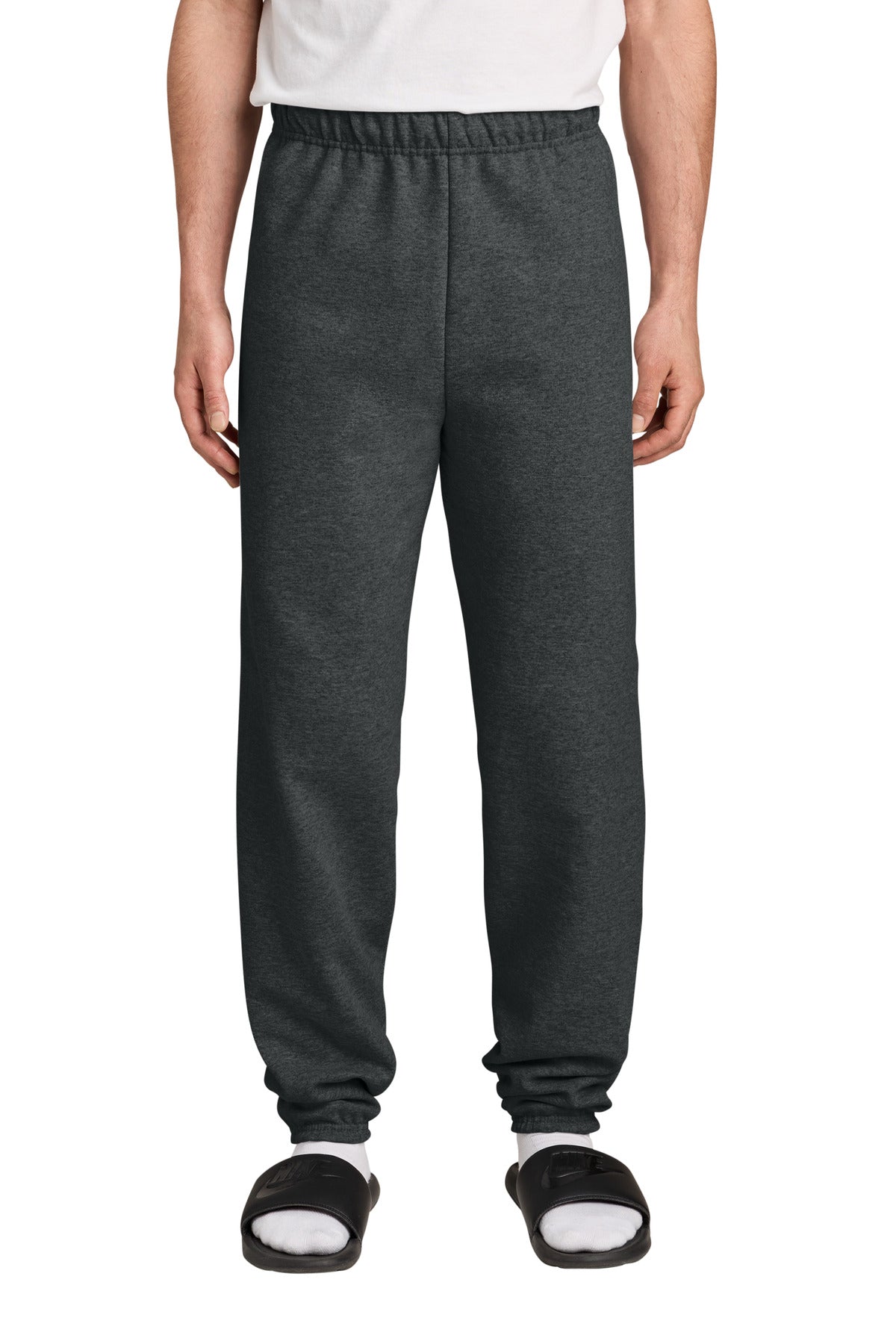 Front View of BlkHthr Jerzees - NuBlend Sweatpant. 973M plain