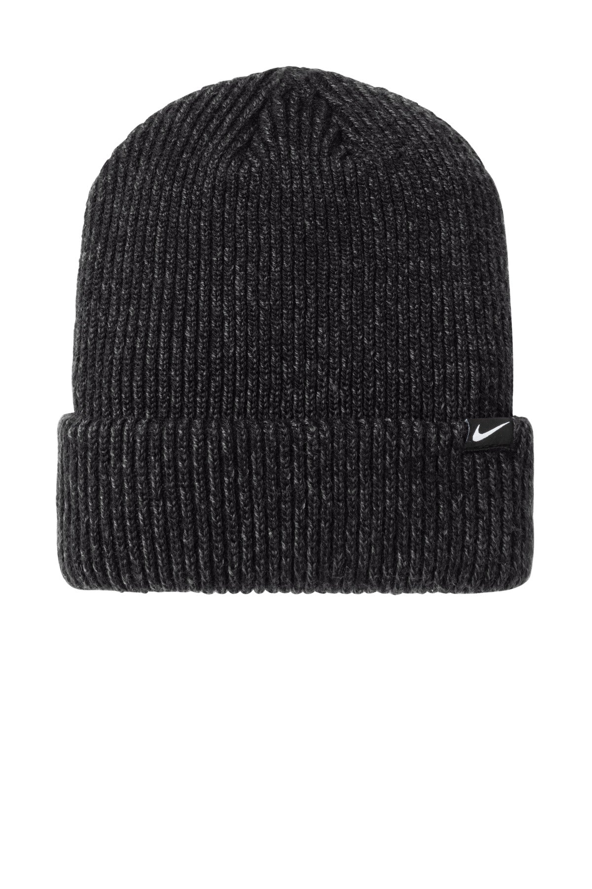 Front View of BlkHthr Nike Terra Beanie NKFN6310 plain