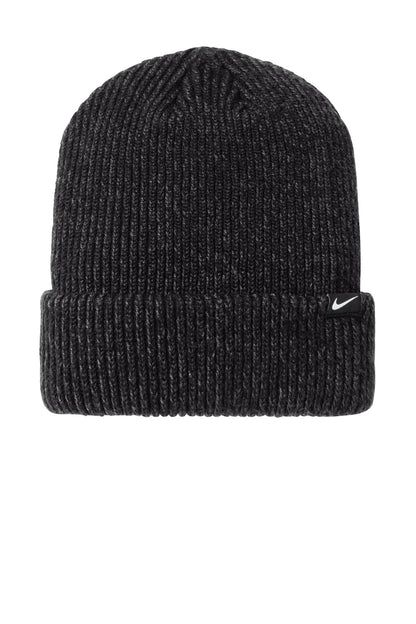 Front View of BlkHthr Nike Terra Beanie NKFN6310 plain