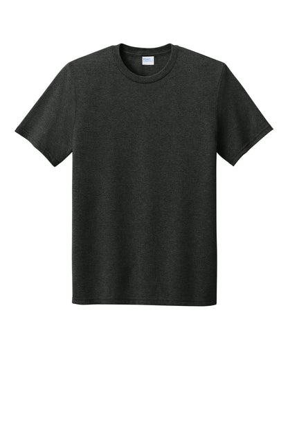 Front View of BlkHthr Port & Co Tri-Blend Tee. PC330 plain