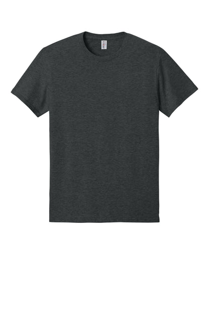Front View of BlkInkHtr Jerzees Ultimate Unisex Ring Spun T-Shirt IC46M plain