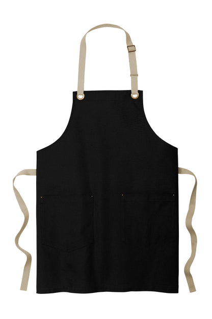 Front View of Blk/Stone Port Authority Canvas Full-Length Two-Pocket Apron A815 plain