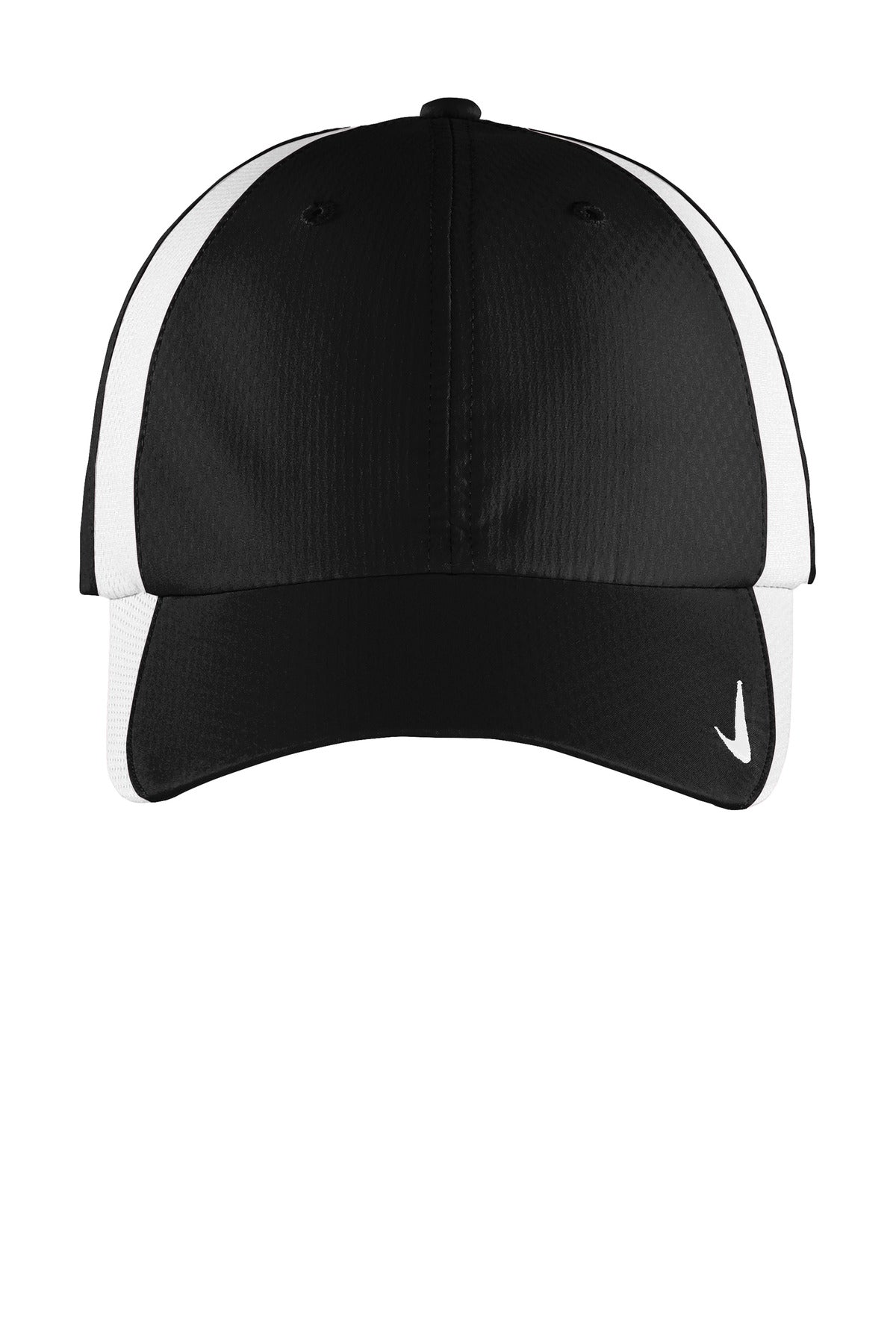 Front View of Blk/White Nike Sphere Performance Cap NKFD9709 plain