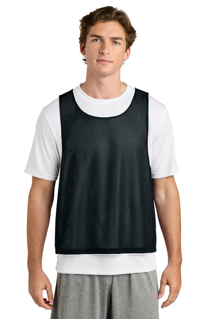Front View of Blk/White Sport-Tek Lacrosse Reversible Pinnie ST512 plain
