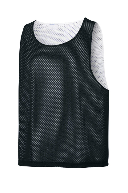 Front View of Blk/White Sport-Tek Lacrosse Reversible Pinnie ST512 plain