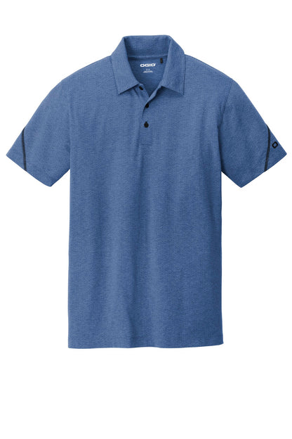 Front View of Blue Hthr OGIO Tread Polo. OG135 plain