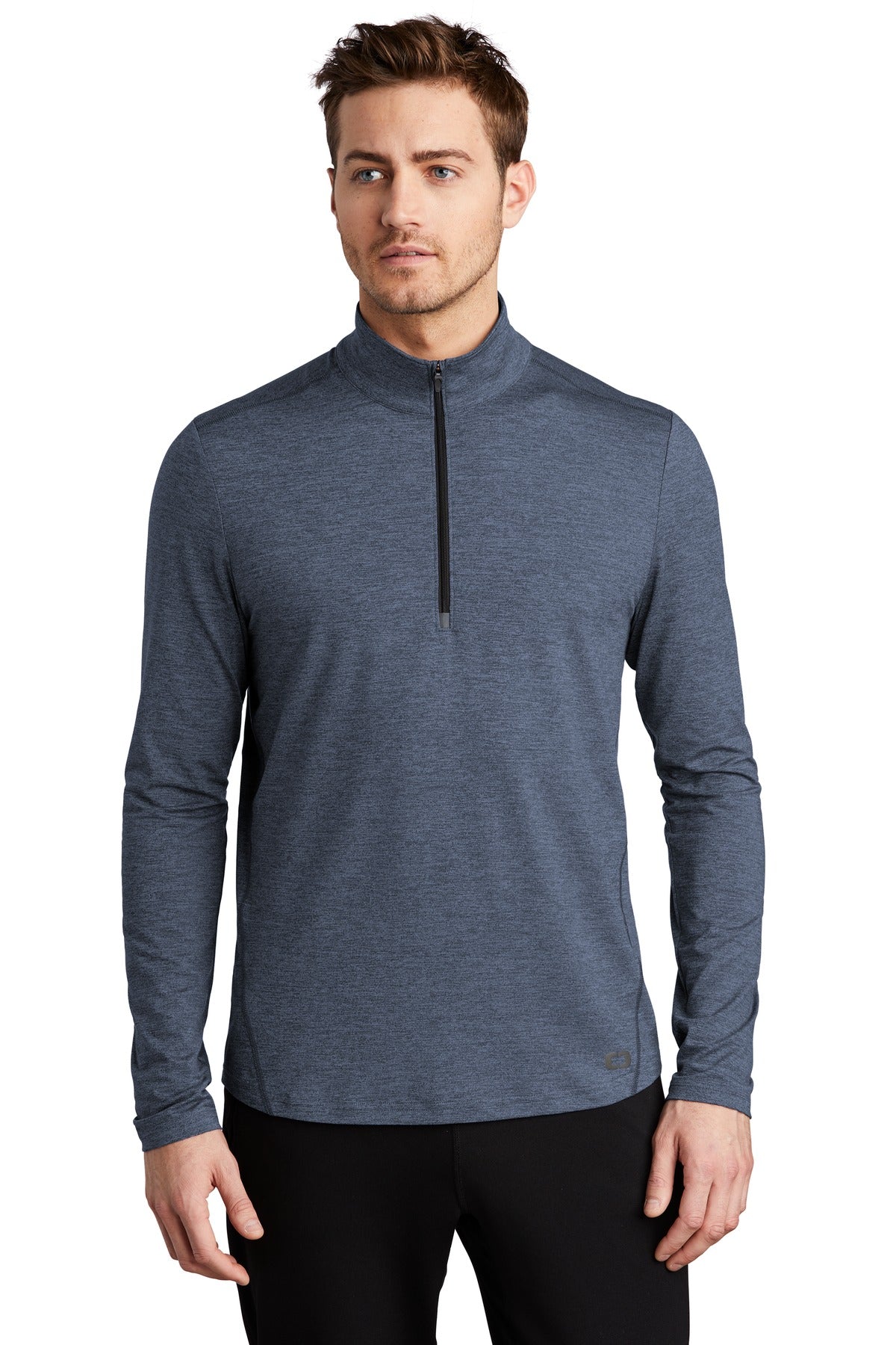 Front View of Blue Indigo He OGIO Force 1/4-Zip OE341 plain