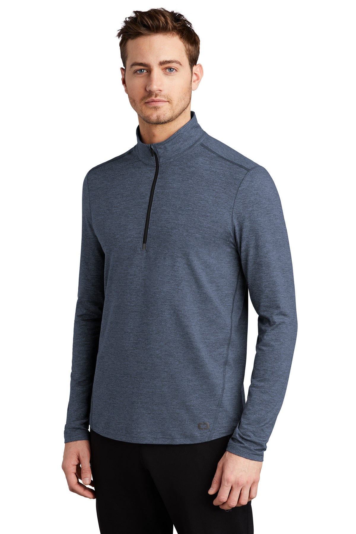 Front View of Blue Indigo He OGIO Force 1/4-Zip OE341 plain