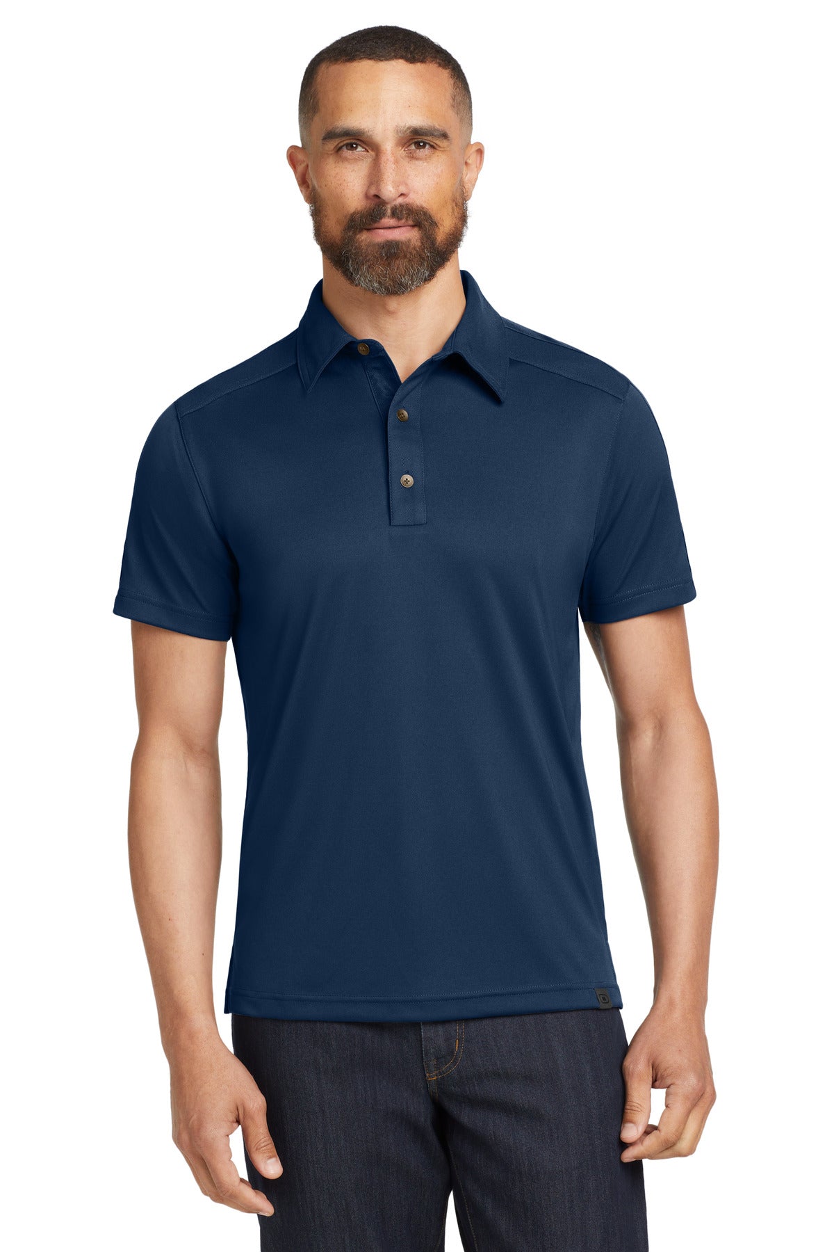 Front View of Blue Indigo OGIO - Hybrid Polo. OG109 plain
