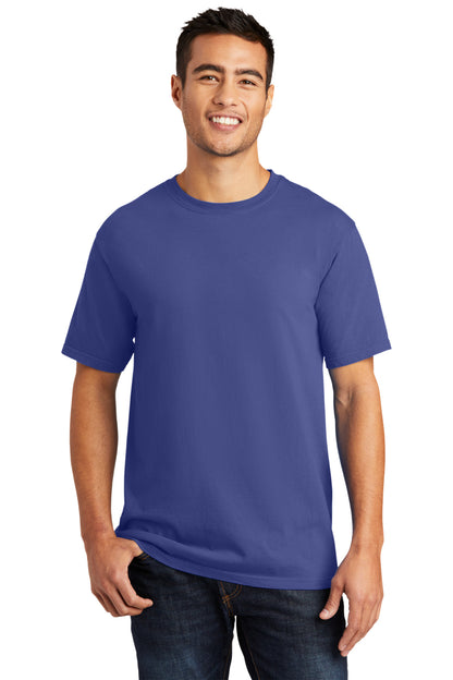 Front View of Blue Iris Port & Co Beach Wash Garment-Dyed Tee. PC099 plain