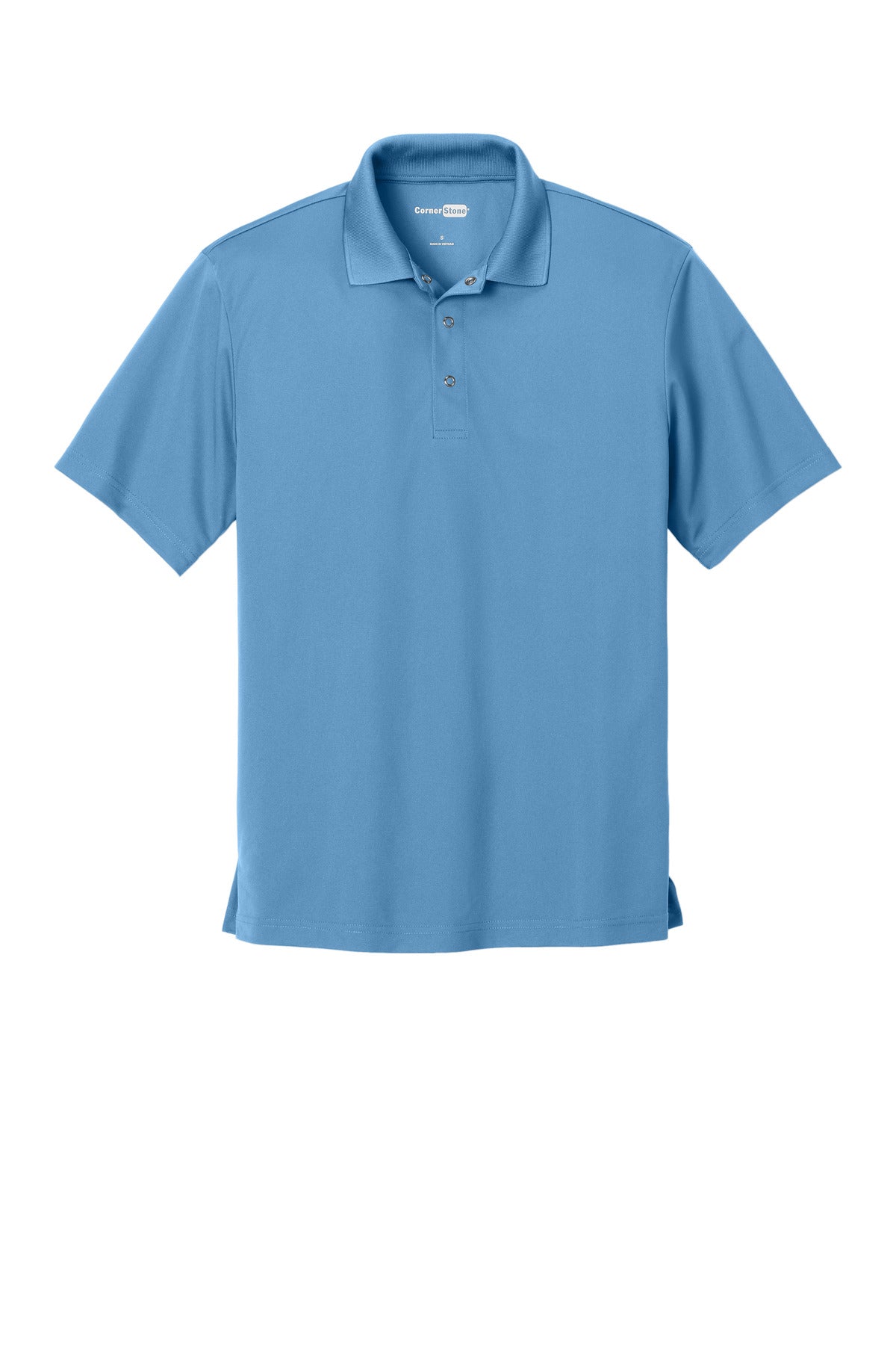 Front View of Blue Lake CornerStone Micropique Gripper Polo. CS421 plain