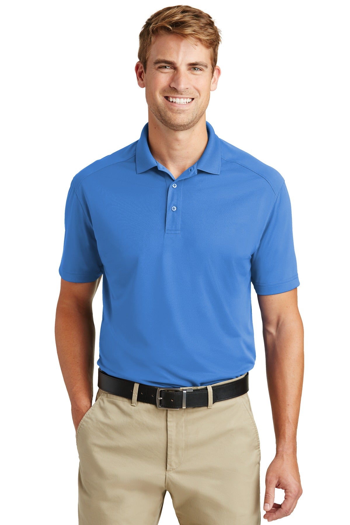 Front View of Blue Lake CornerStone Select Lightweight Snag-Proof Polo. CS418 plain