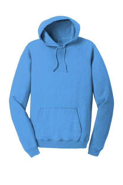 Front View of Blue Moon Port & Co Beach Wash Garment-Dyed Pullover Hooded Sweatshirt. PC098H plain