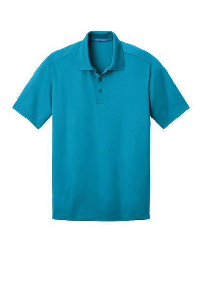 Front View of Blue Wake Port Authority Diamond Jacquard Polo. K569 plain