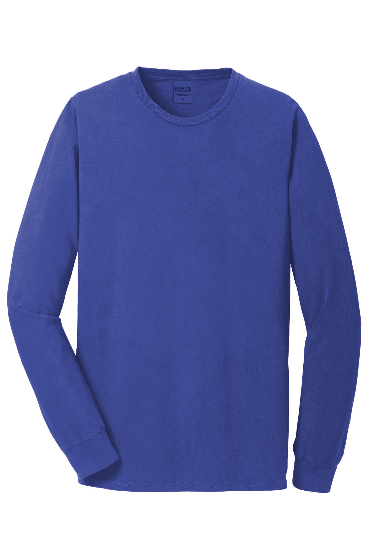 Front View of BlueIris Port & Co Beach Wash Garment-Dyed Long Sleeve Tee PC099LS plain