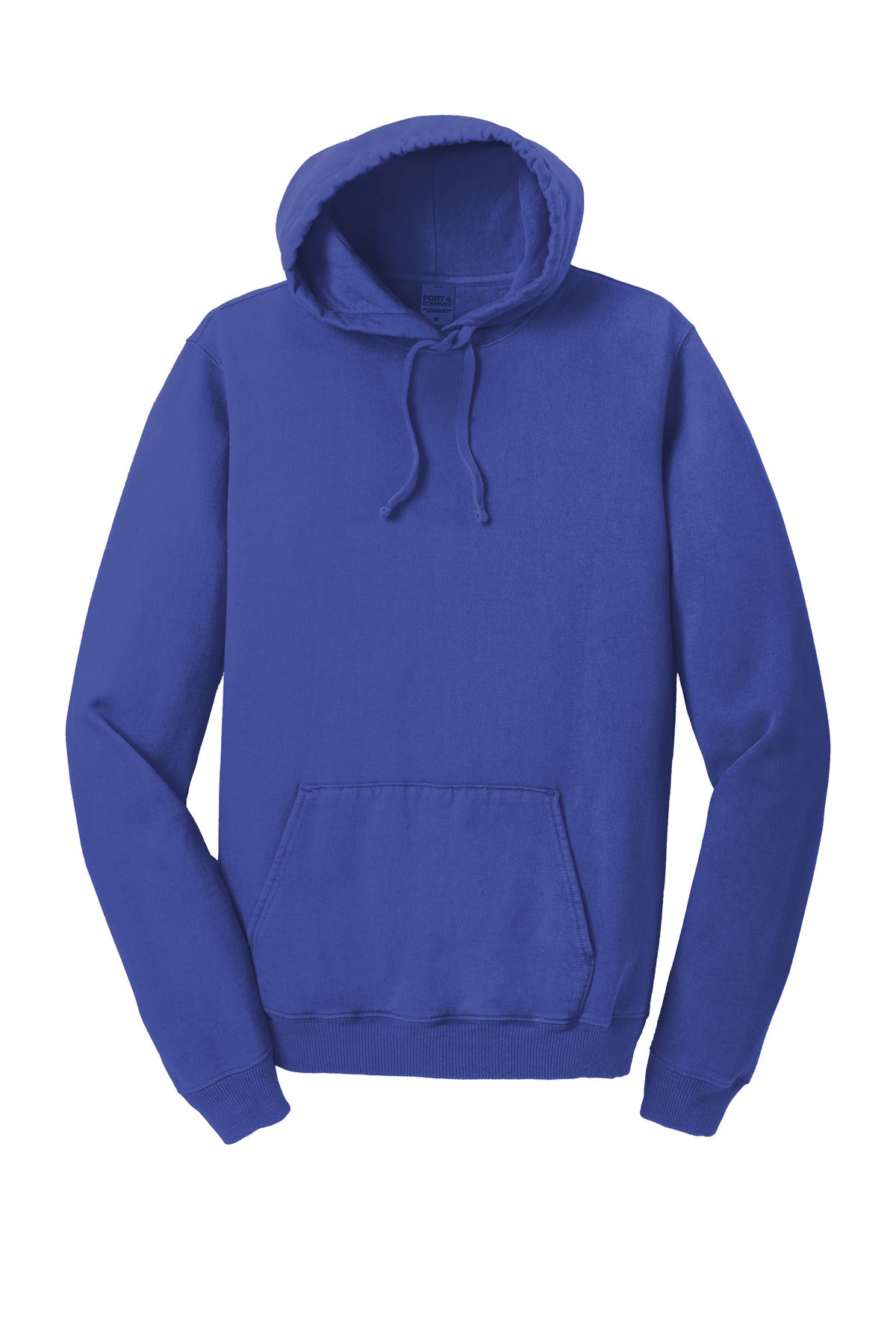 Front View of BlueIris Port & Co Beach Wash Garment-Dyed Pullover Hooded Sweatshirt. PC098H plain