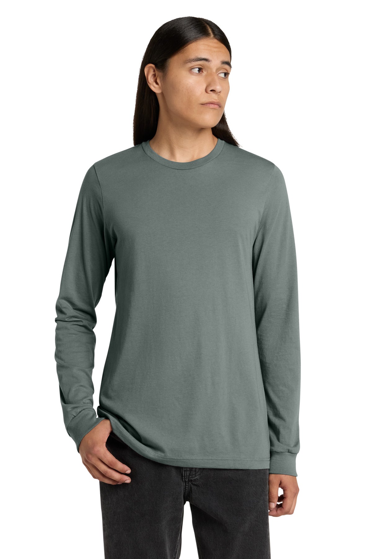 Front View of BlueStorm BELLA+CANVAS Unisex Jersey Long Sleeve Tee. BC3501 plain