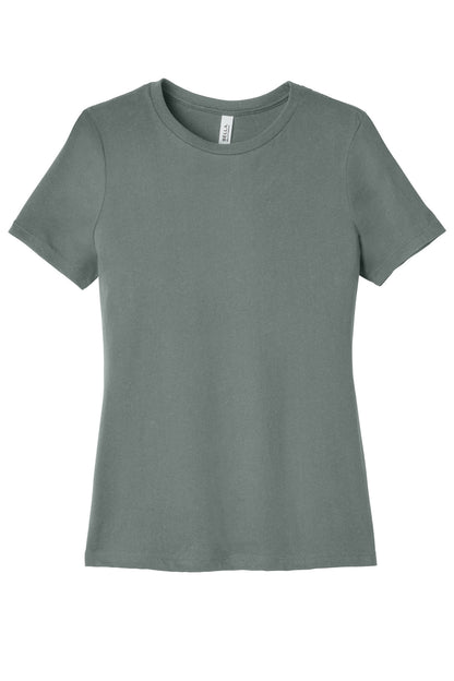 Front View of BlueStorm BELLA+CANVAS Women's Relaxed Jersey Short Sleeve Tee. BC6400 plain
