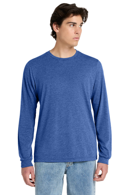 Front View of BlueTB BELLA+CANVAS Unisex Triblend Long Sleeve Tee BC3513 plain