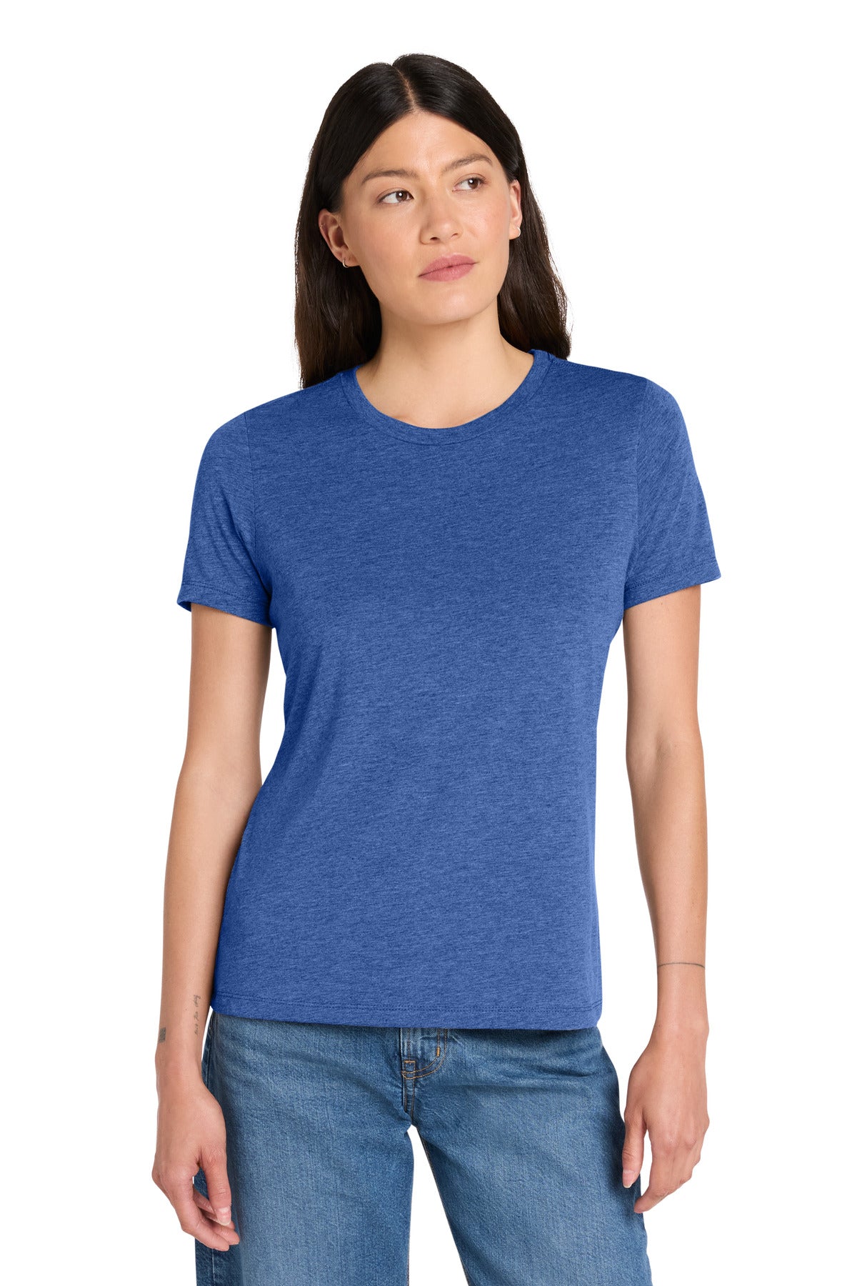 Front View of BlueTB BELLA+CANVAS Women's Relaxed Triblend Tee BC6413 plain