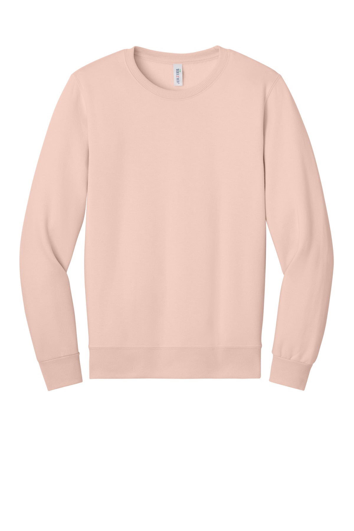 Front View of BlushPink Jerzees Eco Premium Blend Crewneck Sweatshirt 701M plain