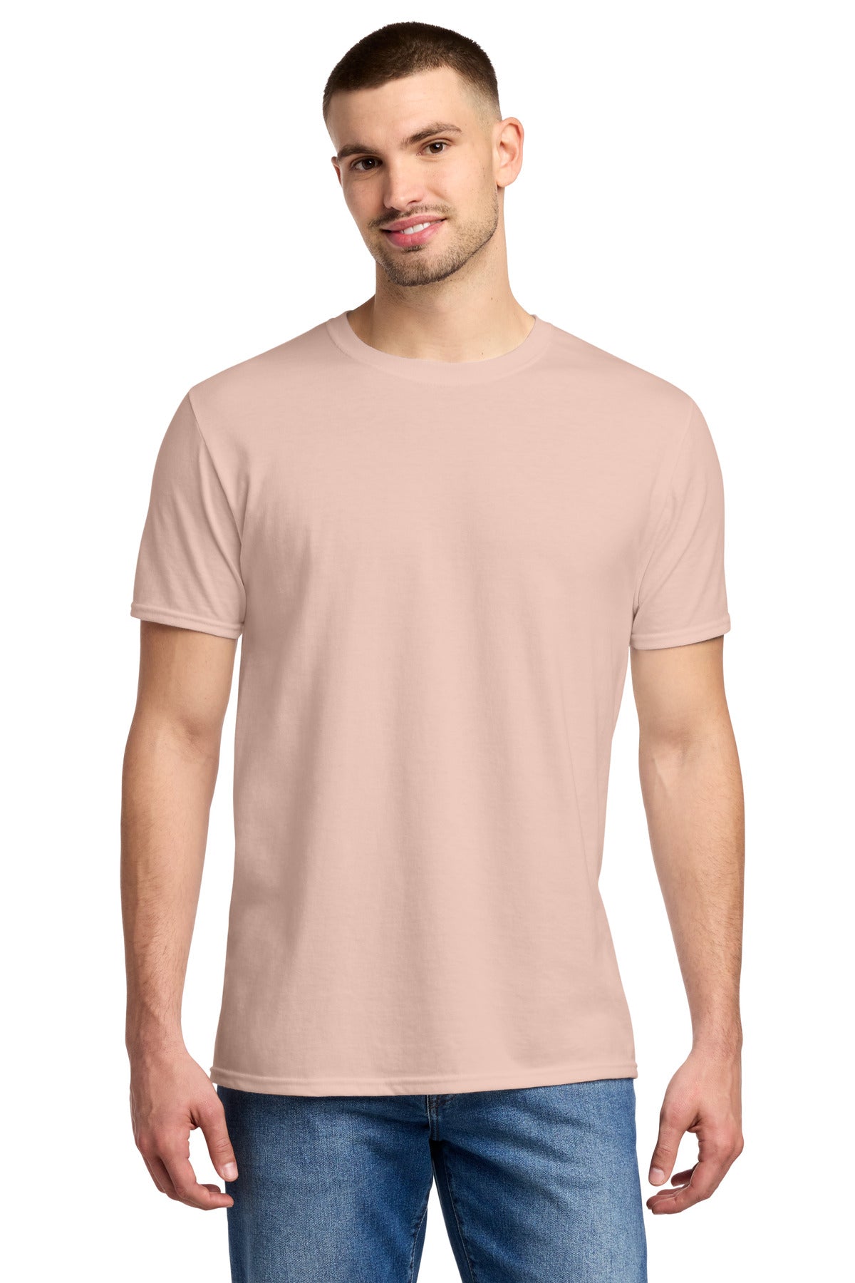 Front View of BlushPink Jerzees Premium Blend Ring Spun T-Shirt 560M plain