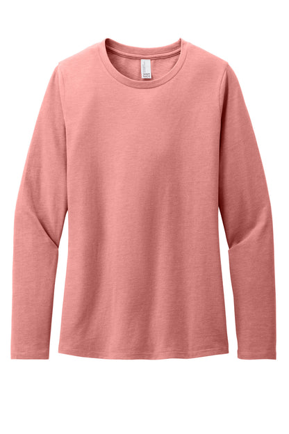 Front View of BlustFrost District Women's Perfect Blend CVC Long Sleeve Tee DT110 plain