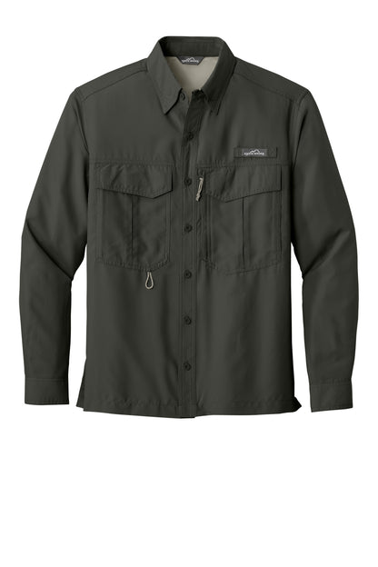 Front View of Boulder Eddie Bauer - Long Sleeve Performance Fishing Shirt. EB600 plain