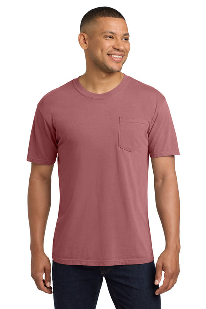 Front View of Brick COMFORT COLORS Heavyweight Ring Spun Pocket Tee. 6030 plain