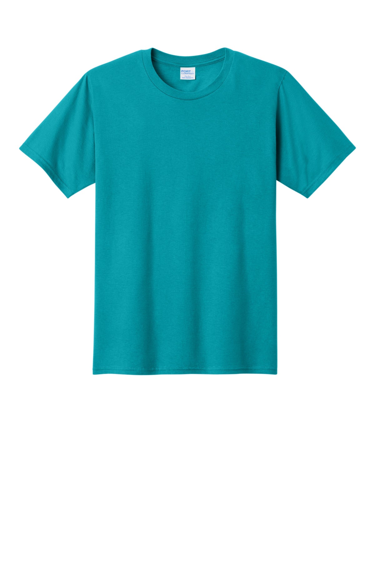 Front View of Bright Aqua Port & Co Fan Favorite Tee. PC450 plain