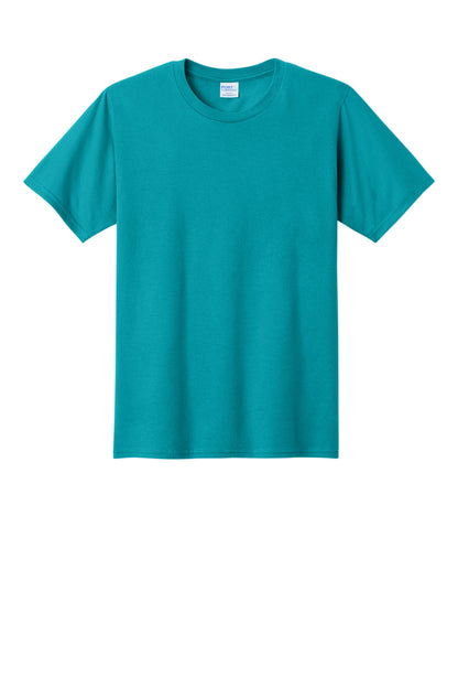 Front View of Bright Aqua Port & Co Fan Favorite Tee. PC450 plain