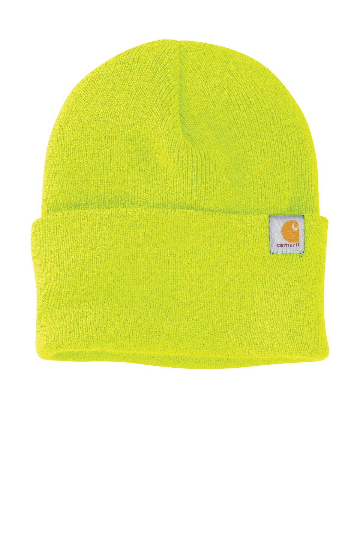 Front View of Bright Lime Carhartt Watch Cap 2.0 CT104597 plain