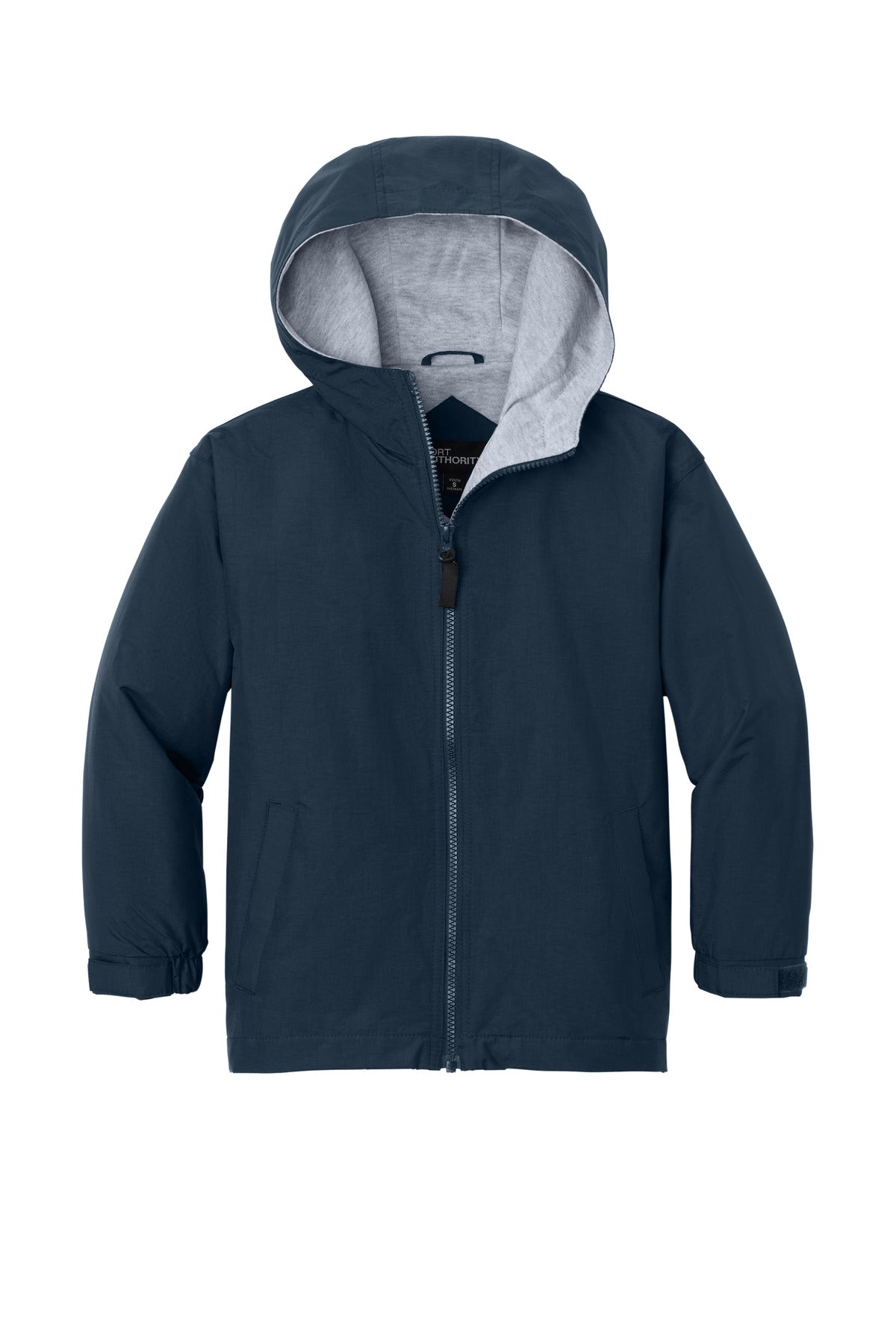 Front View of Bright Navy Port Authority Youth Team Jacket. YJP56