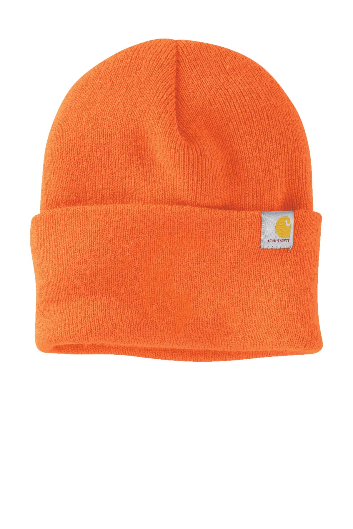 Front View of Bright Orange Carhartt Watch Cap 2.0 CT104597 plain