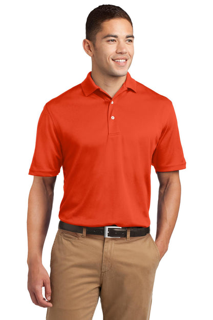 Front View of Bright Orange Sport-Tek Dri-Mesh Polo. K469 plain