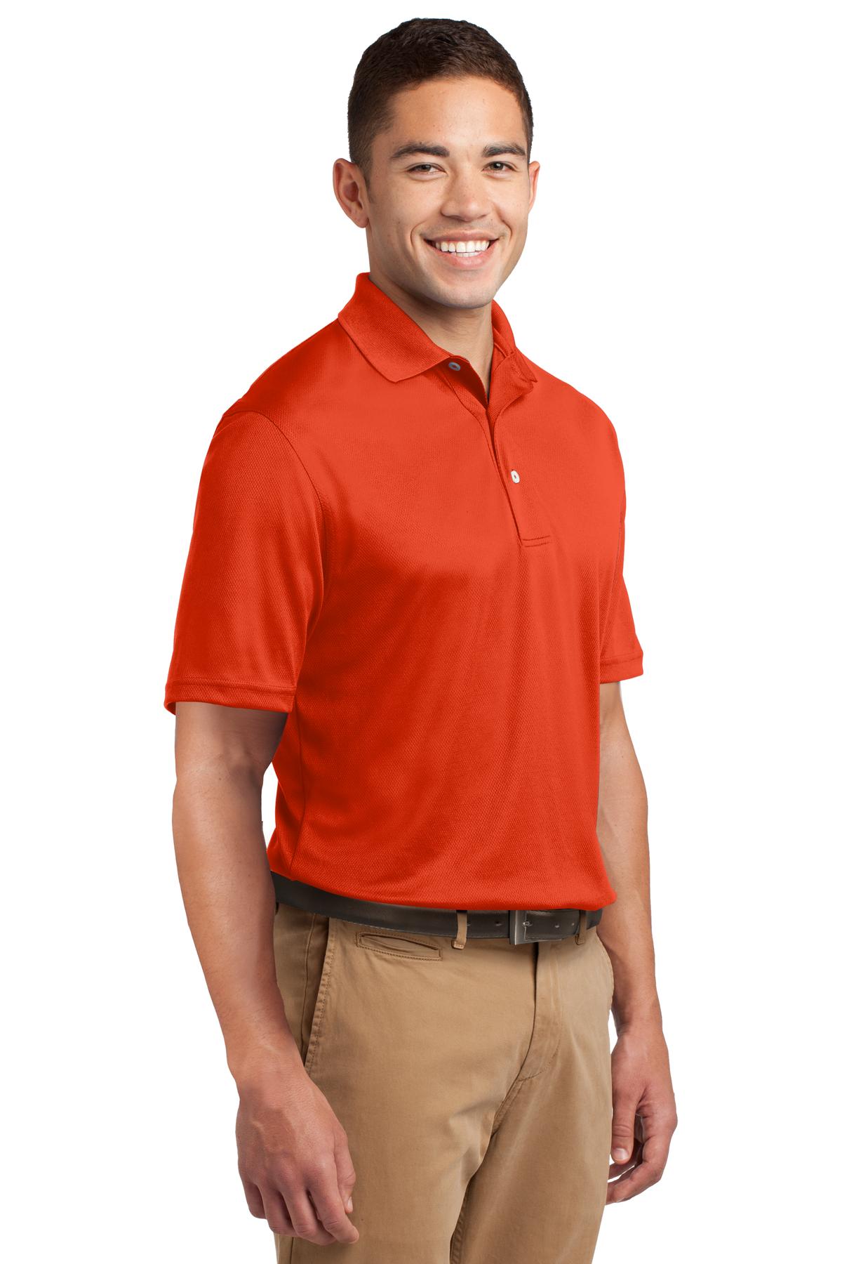 Front View of Bright Orange Sport-Tek Dri-Mesh Polo. K469 plain