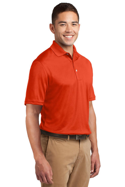 Front View of Bright Orange Sport-Tek Dri-Mesh Polo. K469 plain