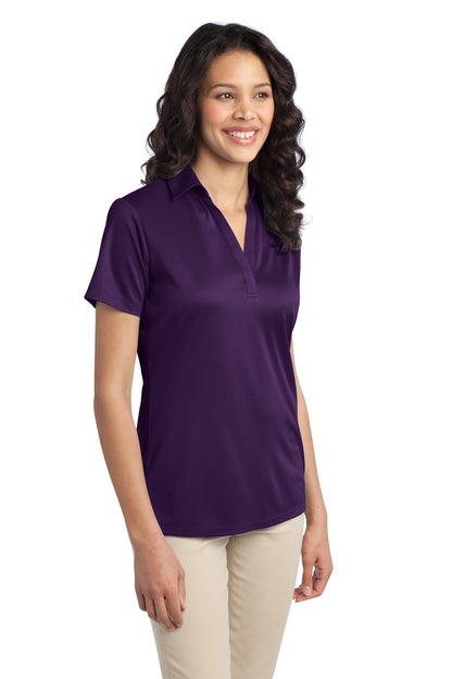 Front View of Bright Purple Port Authority Women's Silk Touch Performance Polo. L540 plain