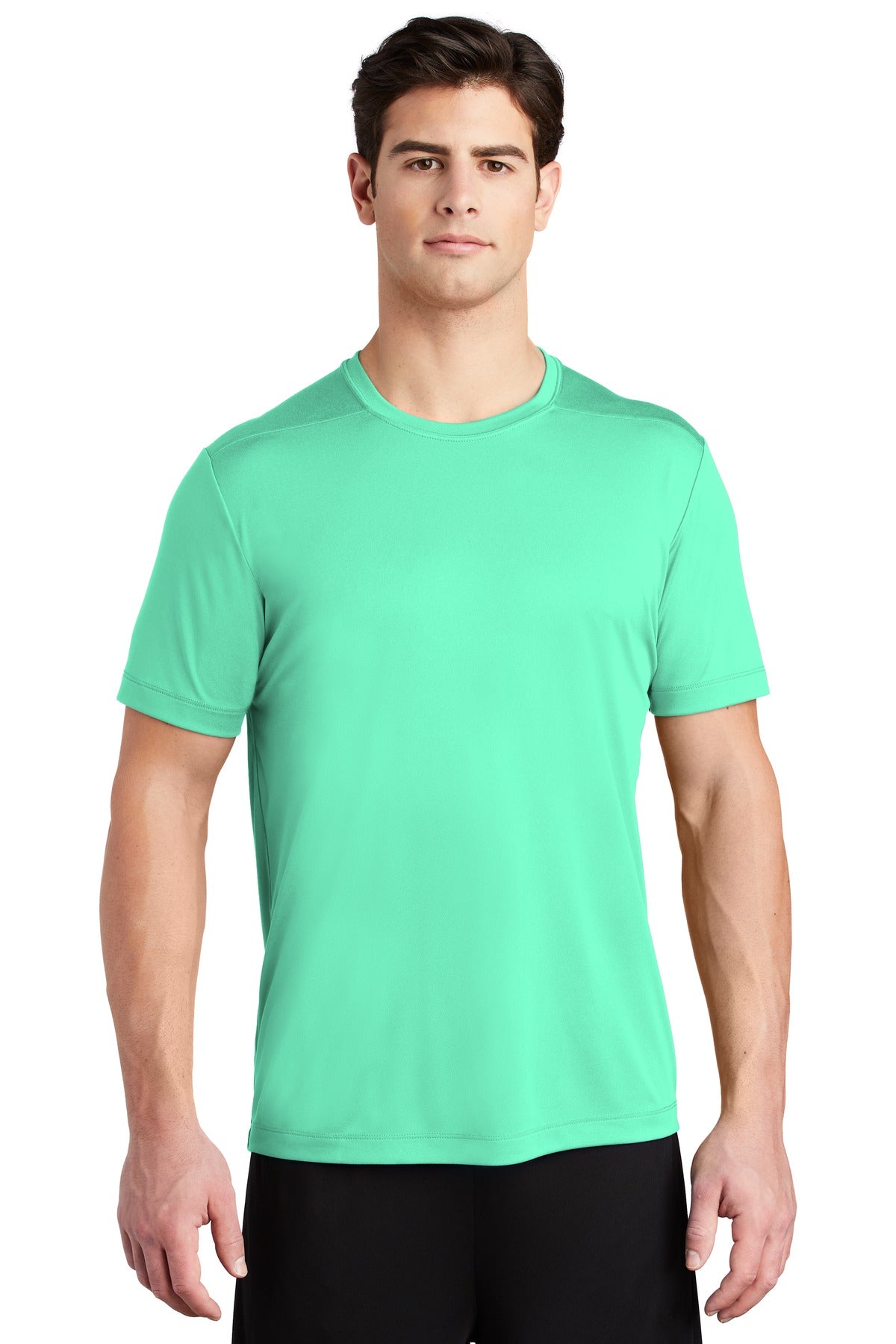 Front View of Bright Seafoam Sport-Tek Posi-UV Pro Tee. ST420 plain