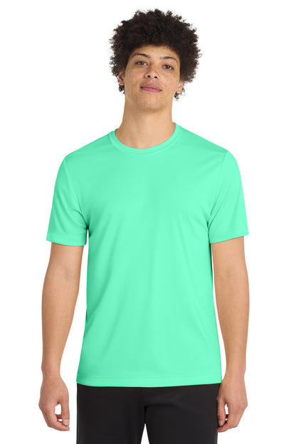Front View of Bright Seafoam Sport-Tek Posi-UV Pro Tee. ST420 plain