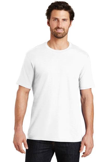 Front View of Bright White District Perfect Weight Tee. DT104 plain