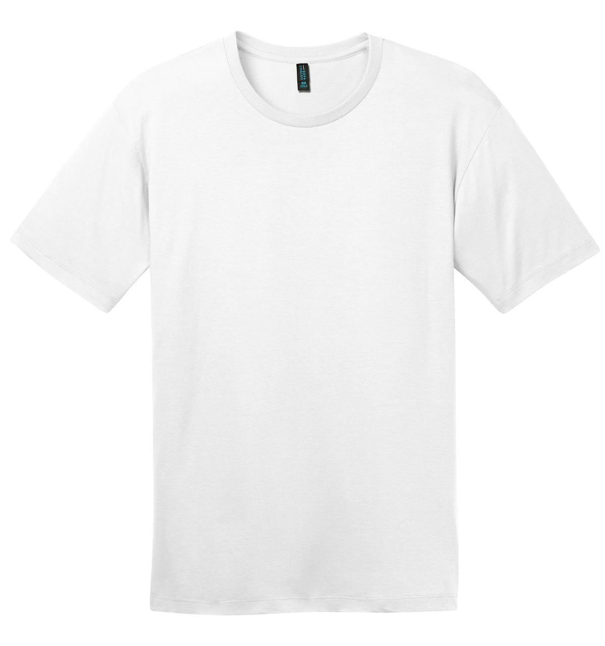 Front View of Bright White District Perfect Weight Tee. DT104 plain