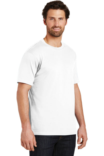 Front View of Bright White District Perfect Weight Tee. DT104 plain
