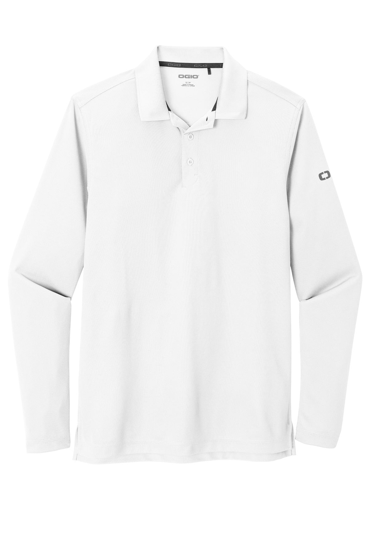 Front View of Bright White OGIO Caliber2.0 Long Sleeve OG105 plain
