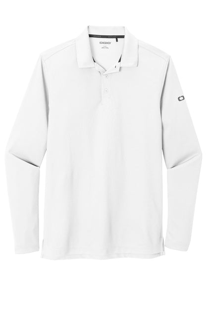 Front View of Bright White OGIO Caliber2.0 Long Sleeve OG105 plain