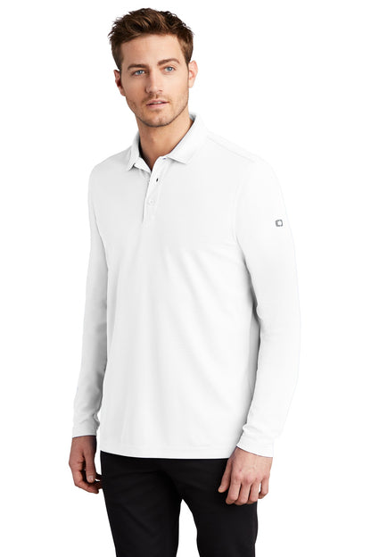 Front View of Bright White OGIO Caliber2.0 Long Sleeve OG105 plain